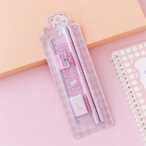 Cute Duck Pencil Set 2 Pencils Metal Tin Case 1 Ruler & Mini Note Pad